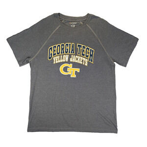 Georgia Tech Yellow Jackets T-Shirt Large Men's Champion Short Sleeve Gray Tee